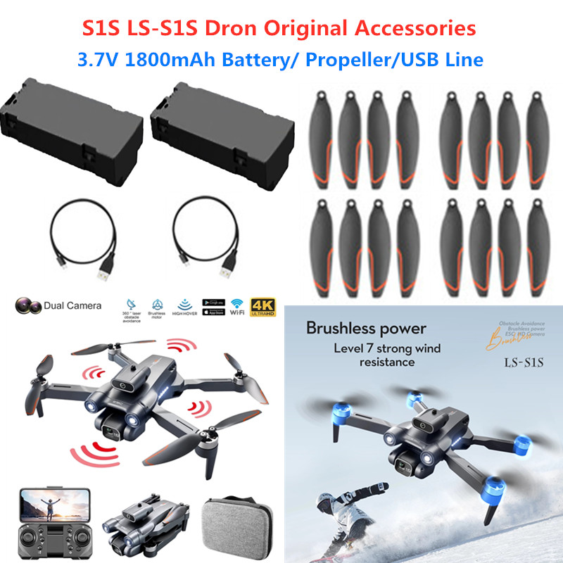 Drone Rc S1S - LS-S1S RC-Drohnen-Akku 3,7V 1800mAh Batterie Propeller
